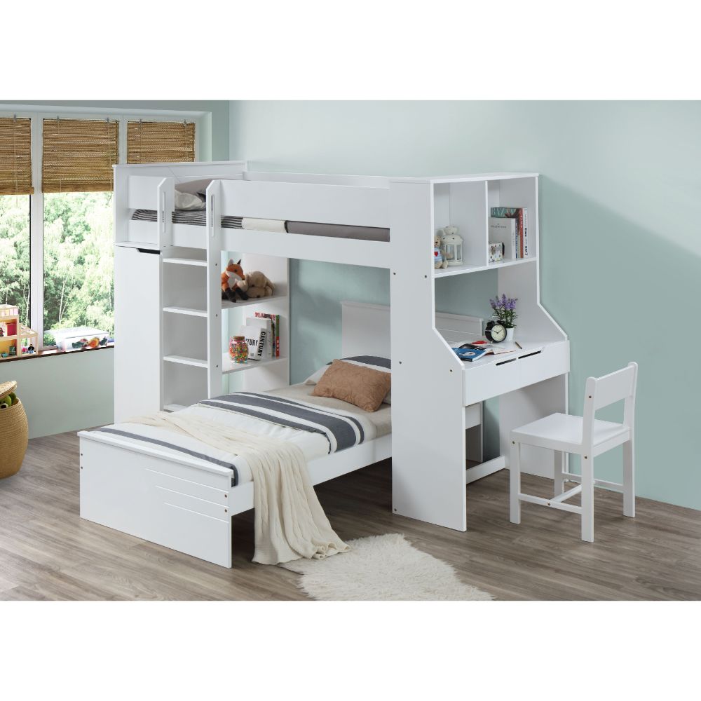 Ragna White Twin Loft Bed - Ornate Home