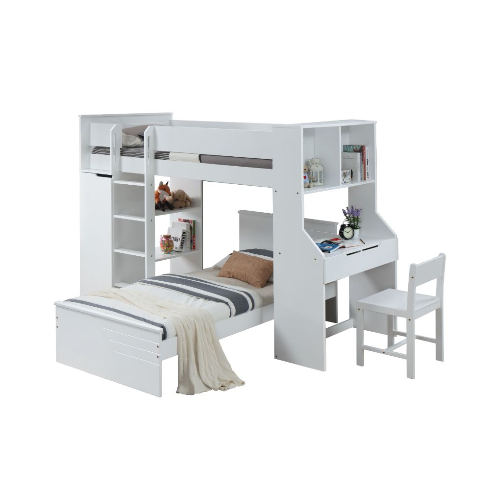 Ragna White Twin Loft Bed - Ornate Home