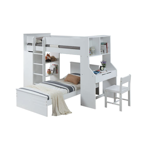 Ragna White Twin Loft Bed - Ornate Home