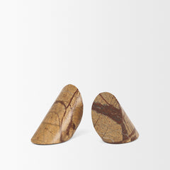 Rahima Brown Forest Marble Angled Bookends - Ornate Home