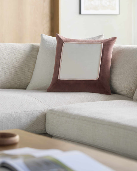 Rahiq Brick Red Border Cotton Throw Pillow - Ornate Home