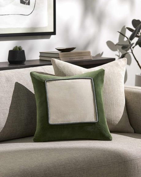 Rahiq Forest Green Border Cotton Throw Pillow - Ornate Home