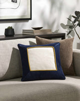 Rahiq Navy Blue Border Cotton Throw Pillow - Ornate Home