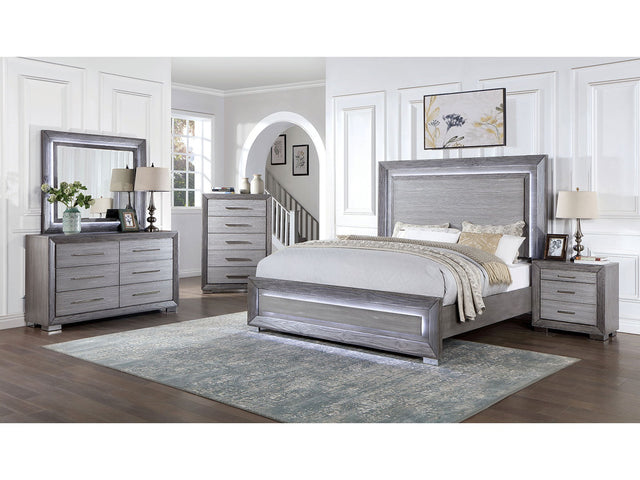 Raiden Gray 5 Pc. Queen Bedroom Set w/ Chest - Ornate Home