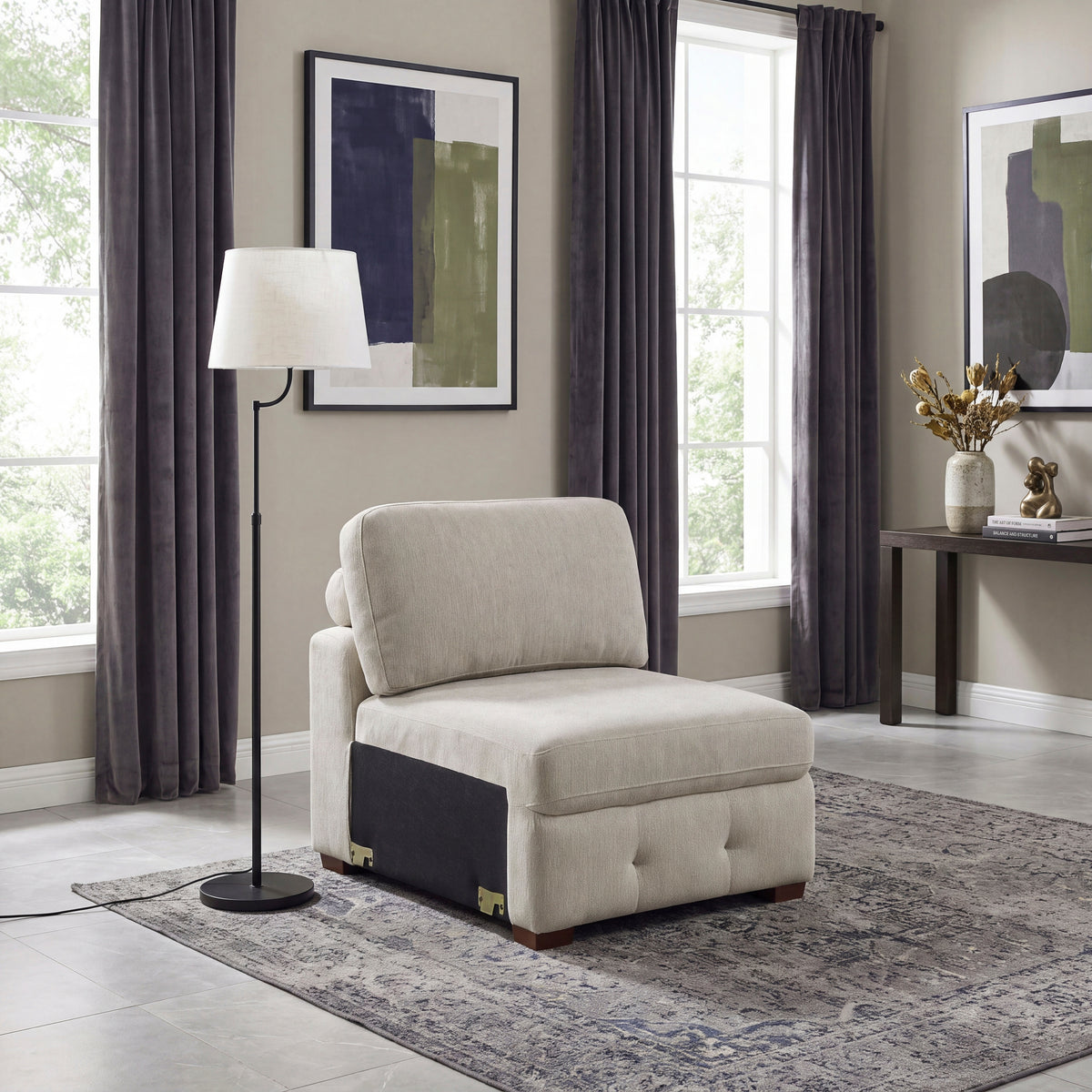 Raife Beige Armless Chair - Ornate Home