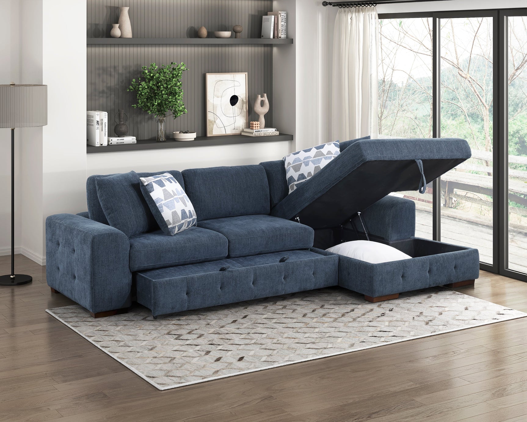 Raife Blue 2-Piece Sectional with Right Chaise - Ornate Home
