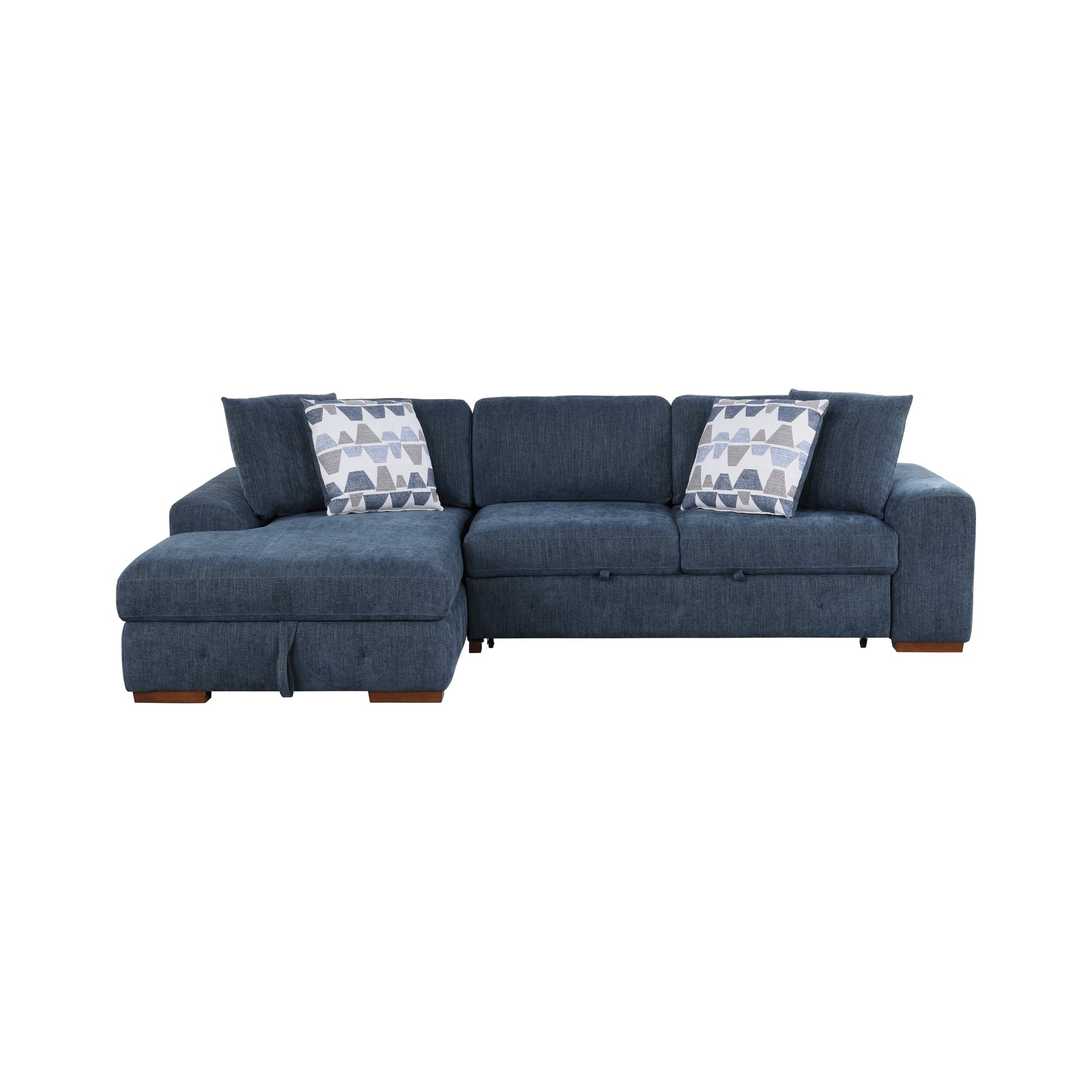 Raife Blue 3-Piece Sectional with Left Chaise And Ottoman - Ornate Home