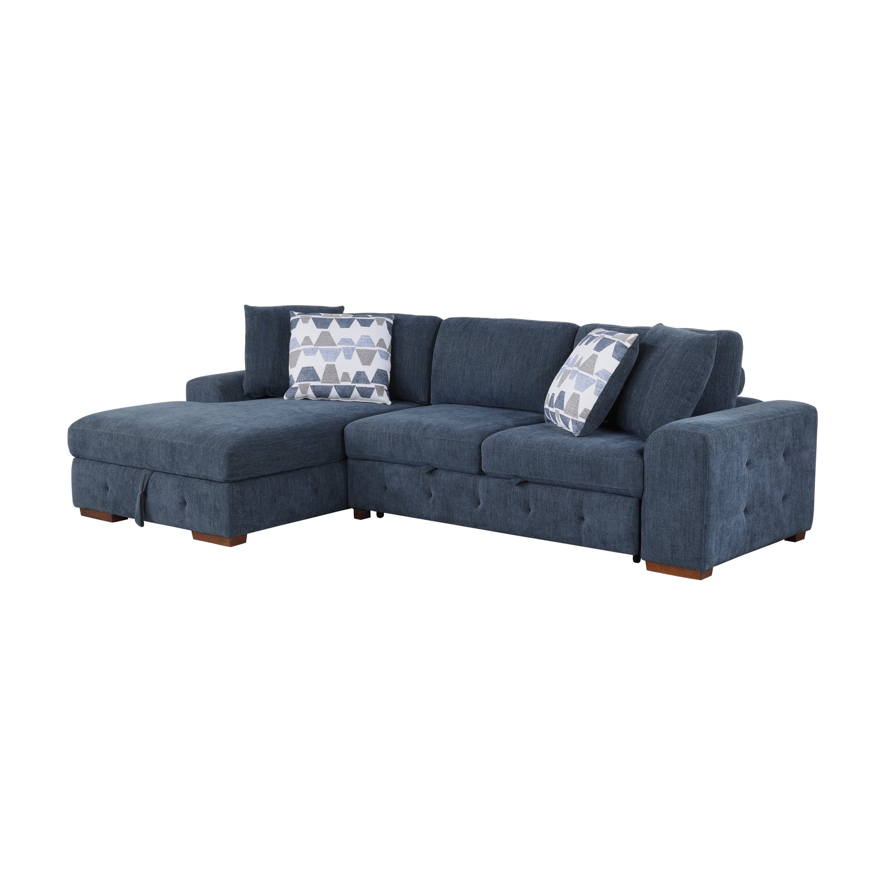 Raife Blue 3-Piece Sectional with Left Chaise And Ottoman - Ornate Home