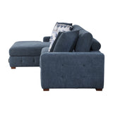 Raife Blue 3-Piece Sectional with Left Chaise And Ottoman - Ornate Home