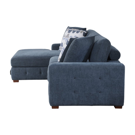 Raife Blue 3-Piece Sectional with Left Chaise And Ottoman - Ornate Home