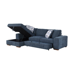 Raife Blue 3-Piece Sectional with Left Chaise And Ottoman - Ornate Home