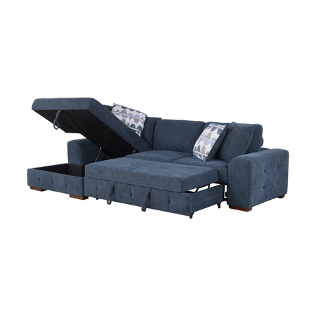 Raife Blue 3-Piece Sectional with Left Chaise And Ottoman - Ornate Home