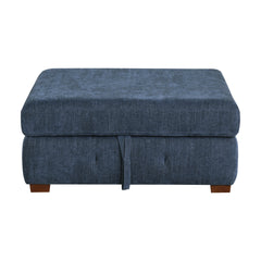 Raife Blue 3-Piece Sectional with Left Chaise And Ottoman - Ornate Home