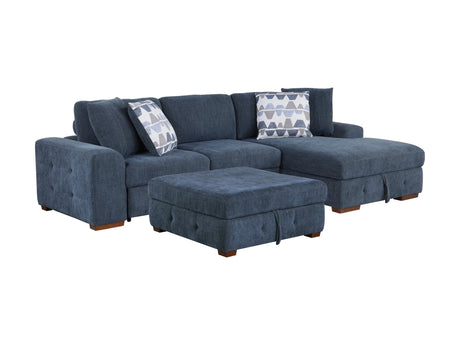 Raife Blue 3-Piece Sectional with Right Chaise And Ottoman - Ornate Home