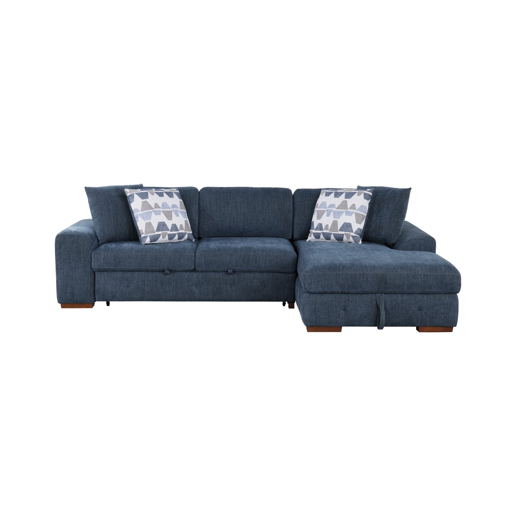 Raife Blue 3-Piece Sectional with Right Chaise And Ottoman - Ornate Home