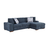 Raife Blue 3-Piece Sectional with Right Chaise And Ottoman - Ornate Home