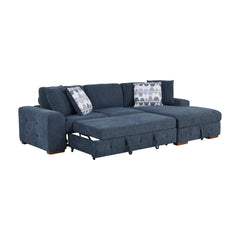 Raife Blue 3-Piece Sectional with Right Chaise And Ottoman - Ornate Home