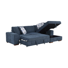 Raife Blue 3-Piece Sectional with Right Chaise And Ottoman - Ornate Home