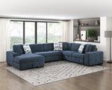 Raife Blue 4-Piece Sectional with Left Chaise - Ornate Home