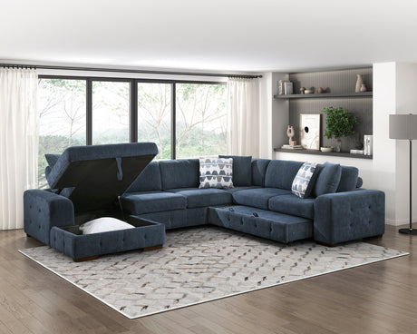 Raife Blue 4-Piece Sectional with Left Chaise - Ornate Home