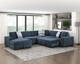 Raife Blue 4-Piece Sectional with Left Chaise - Ornate Home