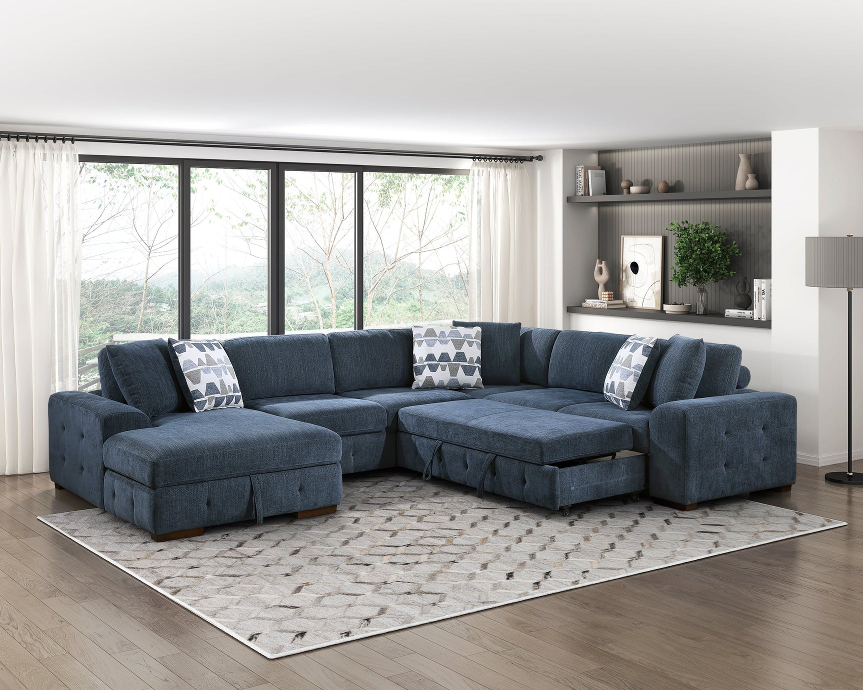 Raife Blue 4-Piece Sectional with Left Chaise - Ornate Home