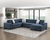 Raife Blue 4-Piece Sectional with Right Chaise - Ornate Home