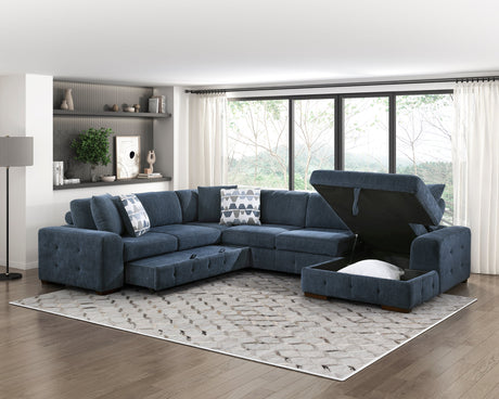 Raife Blue 4-Piece Sectional with Right Chaise - Ornate Home