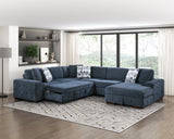 Raife Blue 4-Piece Sectional with Right Chaise - Ornate Home