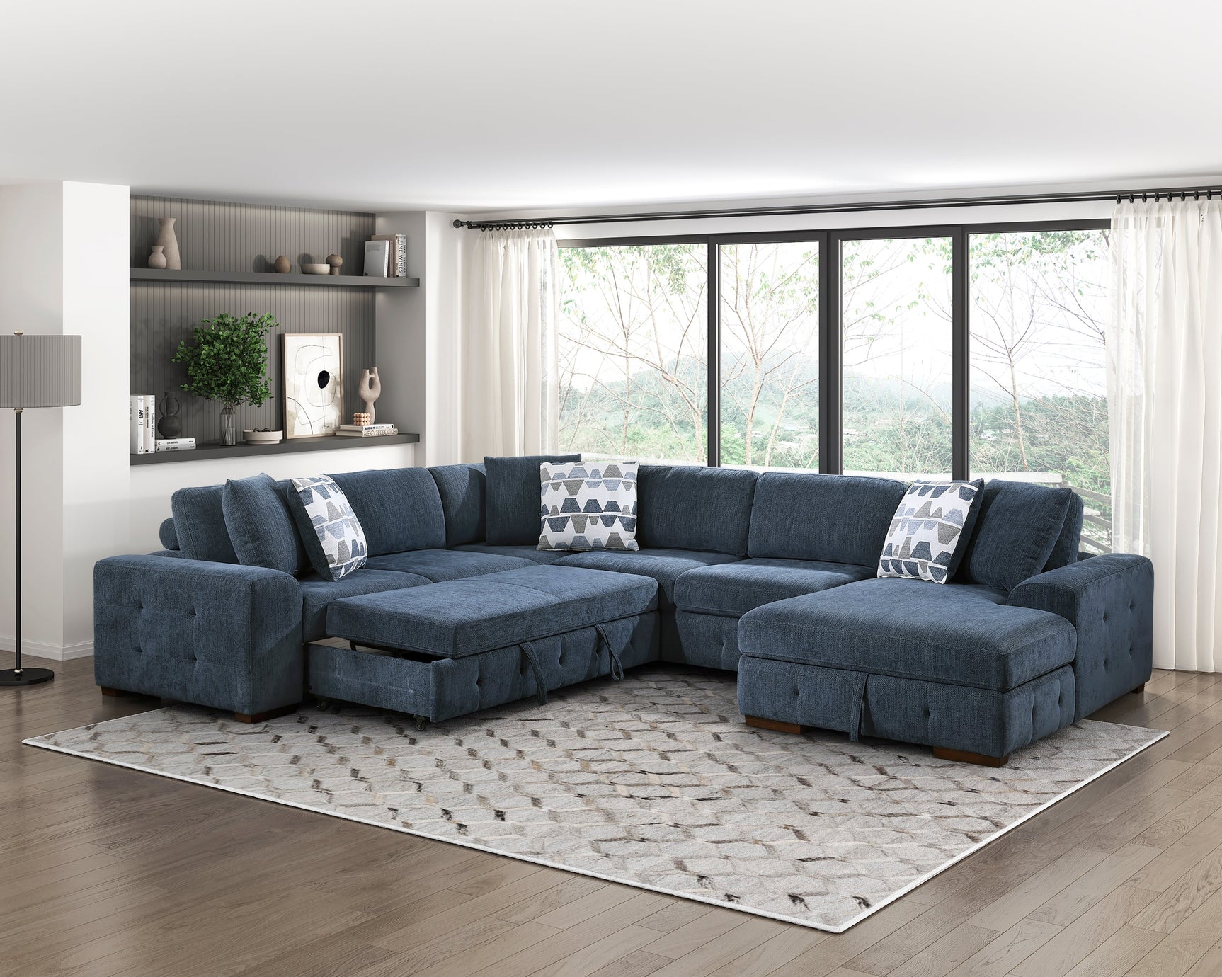 Raife Blue 4-Piece Sectional with Right Chaise - Ornate Home