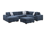 Raife Blue 5-Piece Sectional with Left Chaise And Storage Ottoman - Ornate Home