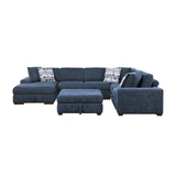 Raife Blue 5-Piece Sectional with Left Chaise And Storage Ottoman - Ornate Home