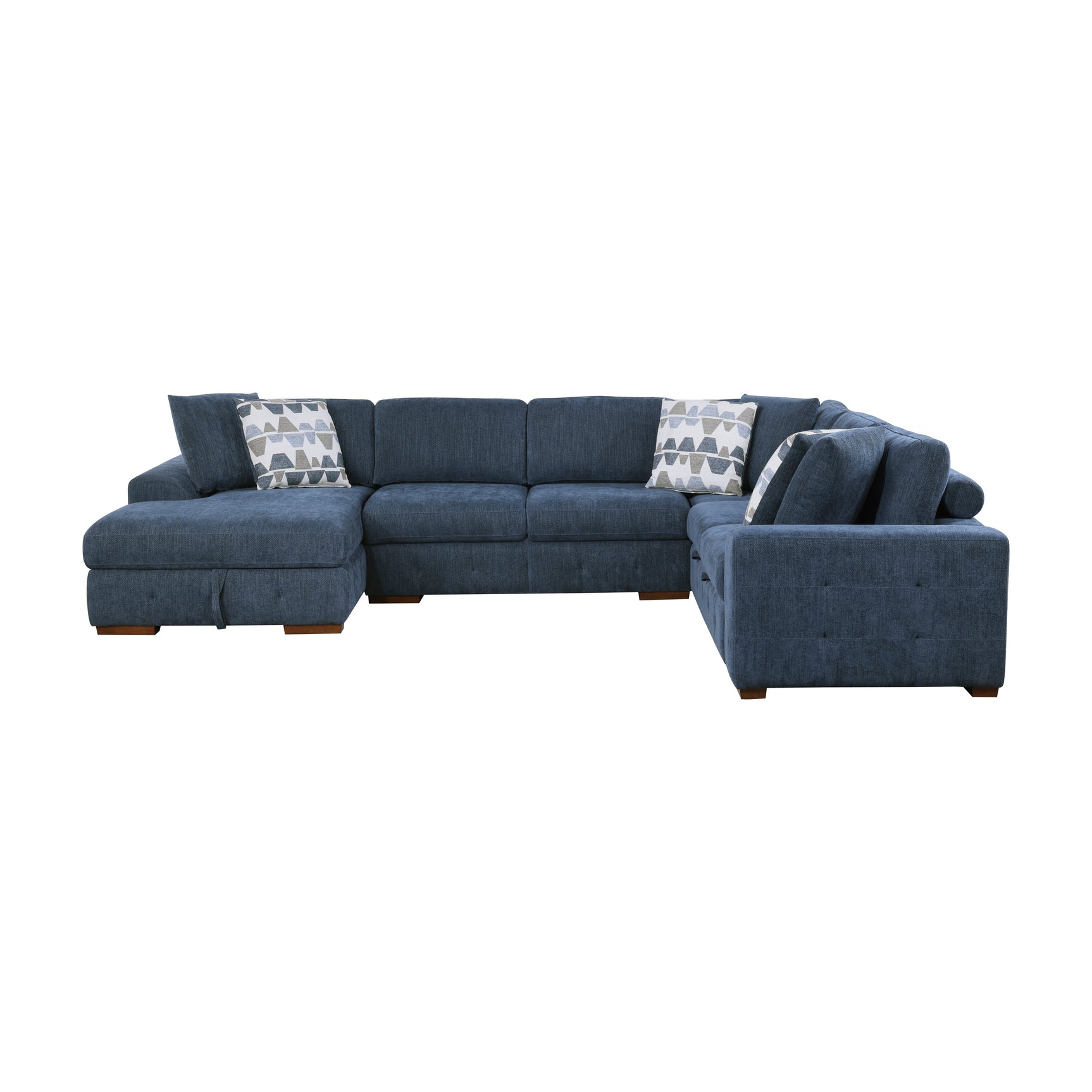 Raife Blue 5-Piece Sectional with Left Chaise And Storage Ottoman - Ornate Home