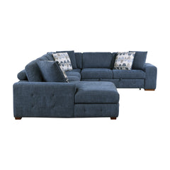 Raife Blue 5-Piece Sectional with Left Chaise And Storage Ottoman - Ornate Home
