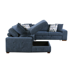 Raife Blue 5-Piece Sectional with Left Chaise And Storage Ottoman - Ornate Home