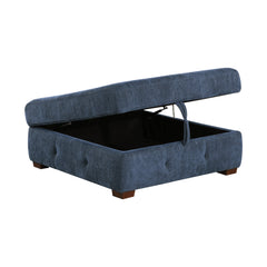 Raife Blue 5-Piece Sectional with Right Chaise & Storage Ottoman - Ornate Home