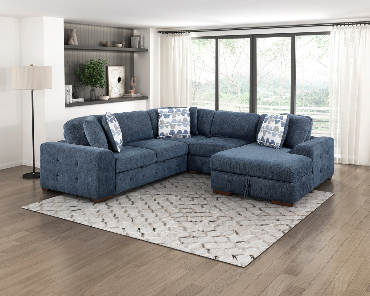 Raife Blue Armless Chair - Ornate Home