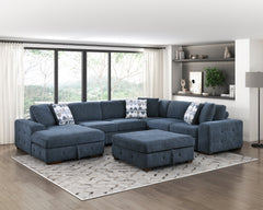 Raife Blue Storage Ottoman - Ornate Home