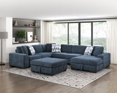 Raife Blue Storage Ottoman - Ornate Home