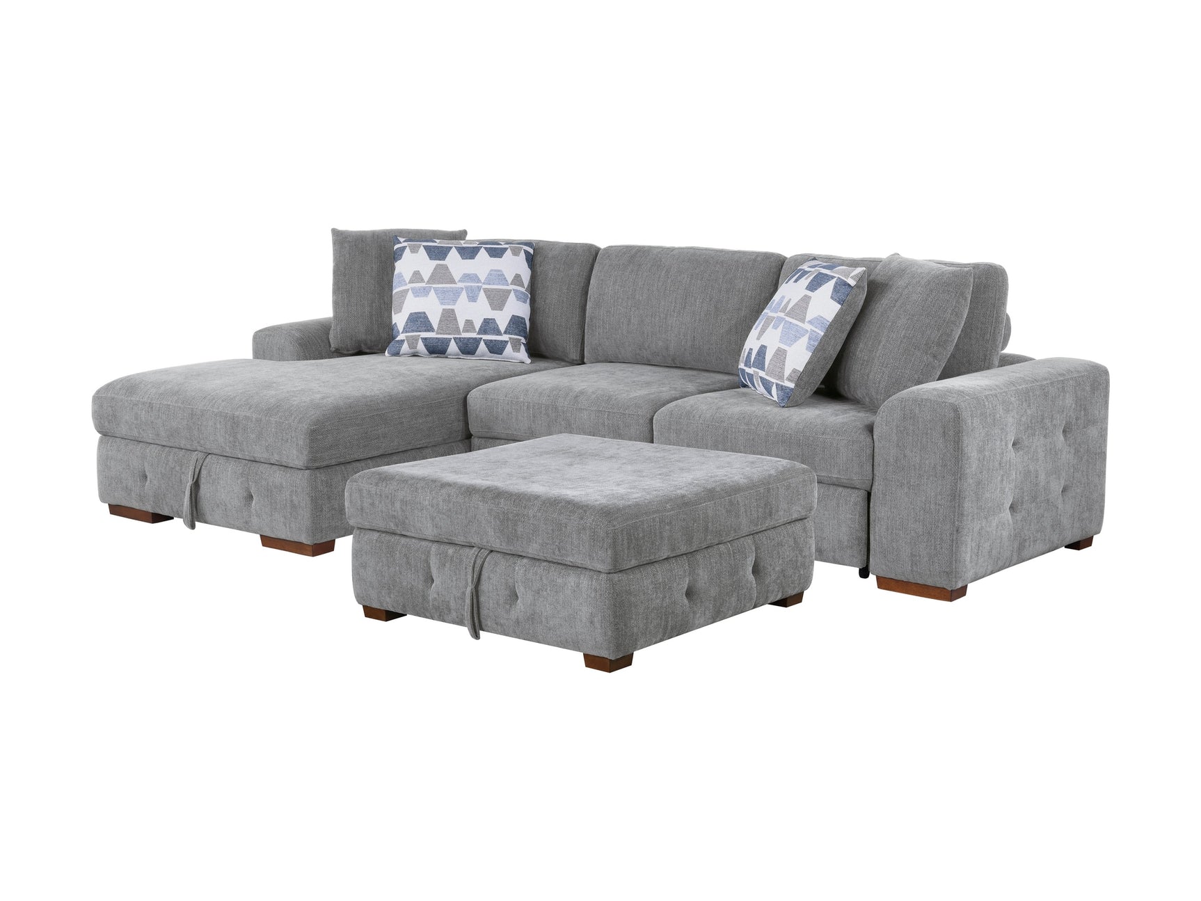Raife Gray 3-Piece Sectional with Left Chaise And Ottoman - Ornate Home