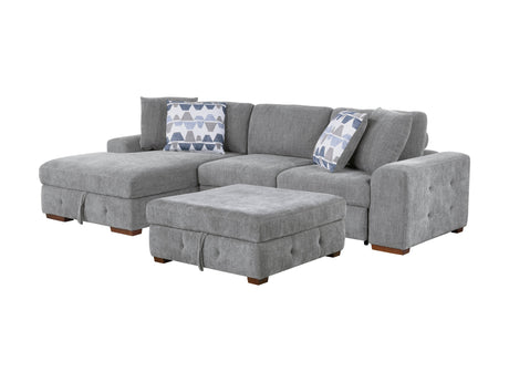 Raife Gray 3-Piece Sectional with Left Chaise And Ottoman - Ornate Home