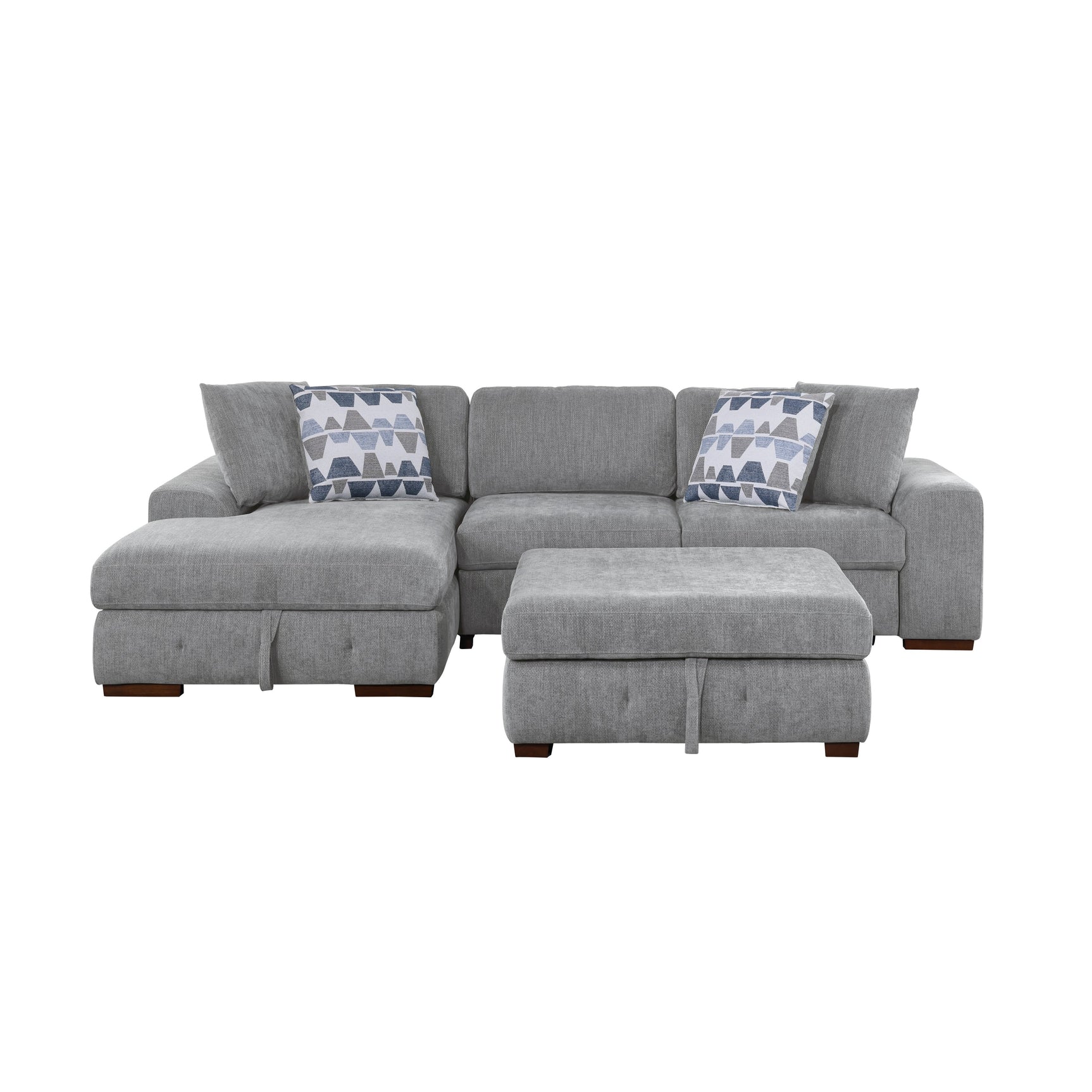 Raife Gray 3-Piece Sectional with Left Chaise And Ottoman - Ornate Home