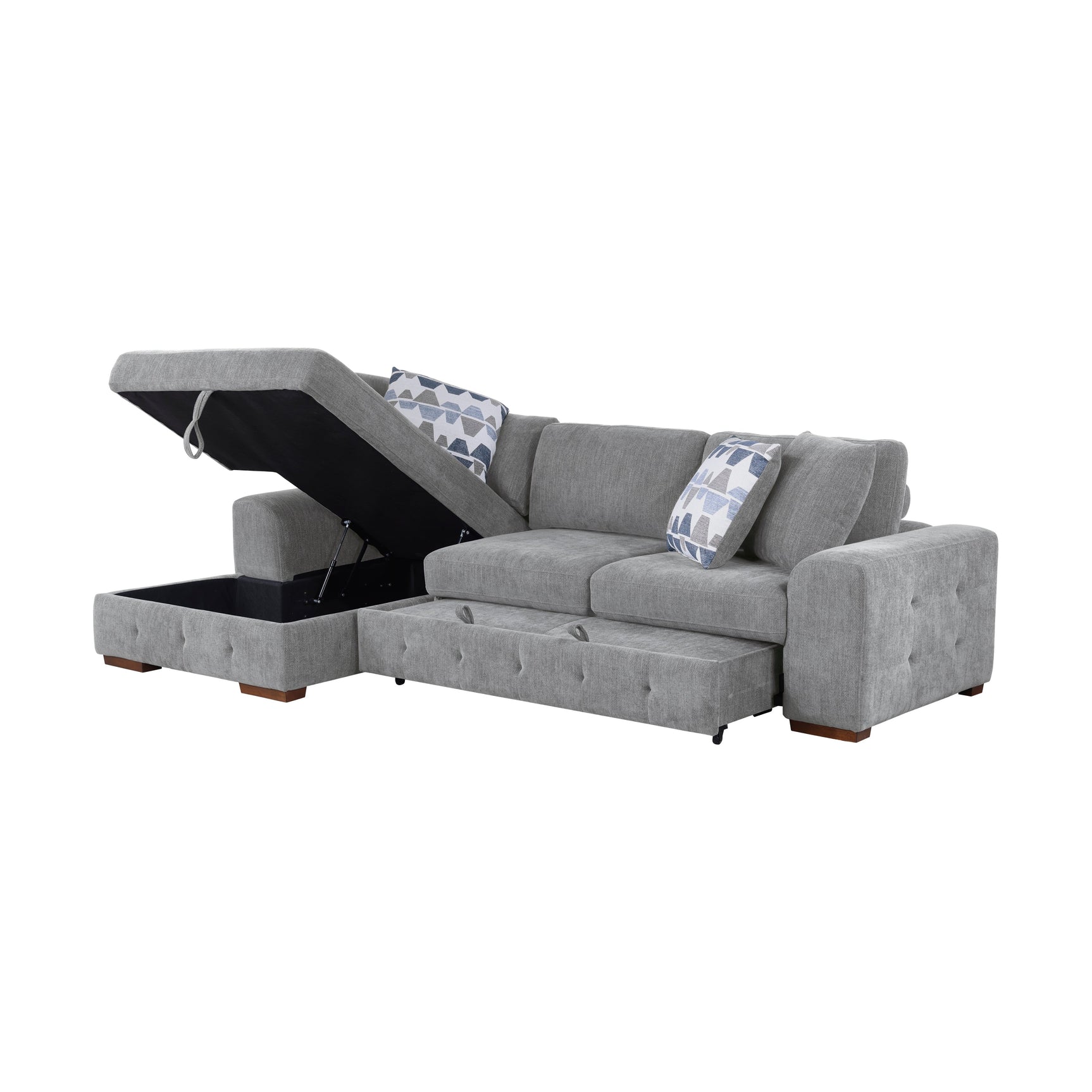 Raife Gray 3-Piece Sectional with Left Chaise And Ottoman - Ornate Home