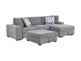 Raife Gray 3-Piece Sectional with Right Chaise And Ottoman - Ornate Home