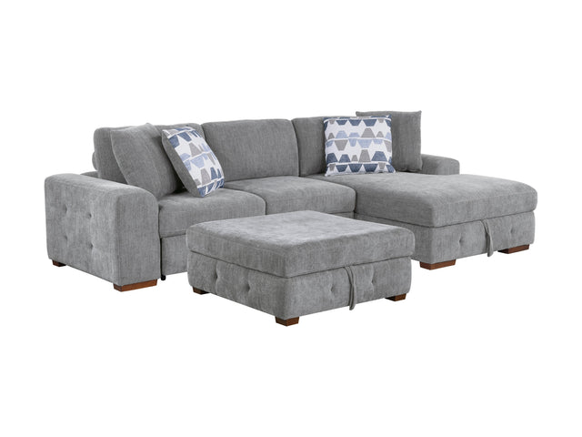 Raife Gray 3-Piece Sectional with Right Chaise And Ottoman - Ornate Home