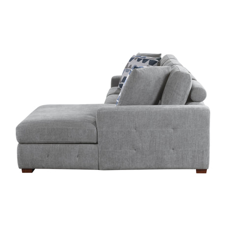 Raife Gray 3-Piece Sectional with Right Chaise And Ottoman - Ornate Home