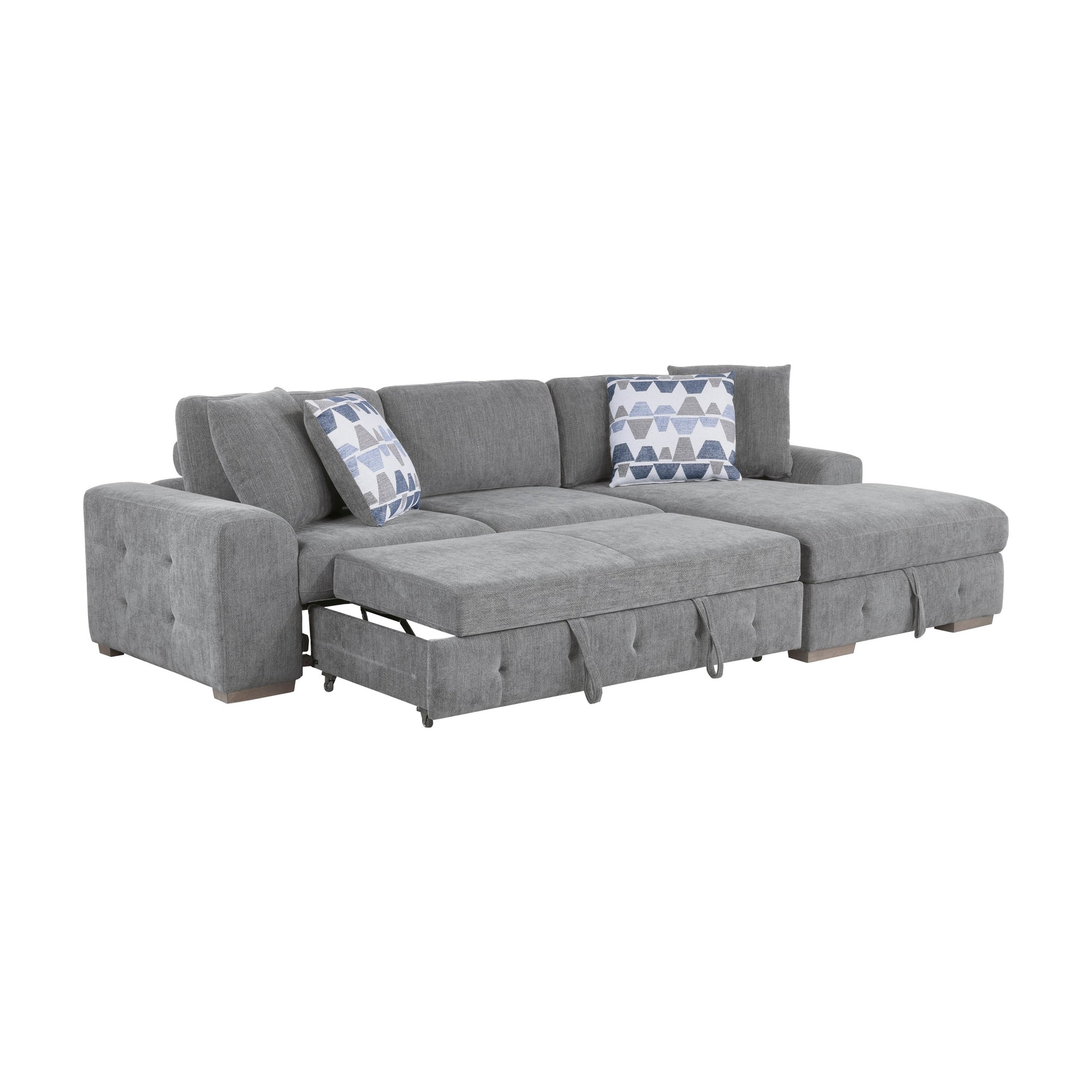 Raife Gray 3-Piece Sectional with Right Chaise And Ottoman - Ornate Home