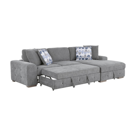 Raife Gray 3-Piece Sectional with Right Chaise And Ottoman - Ornate Home