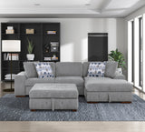 Raife Gray 3-Piece Sectional with Right Chaise And Ottoman - Ornate Home