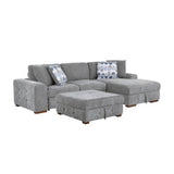 Raife Gray 3-Piece Sectional with Right Chaise And Ottoman - Ornate Home